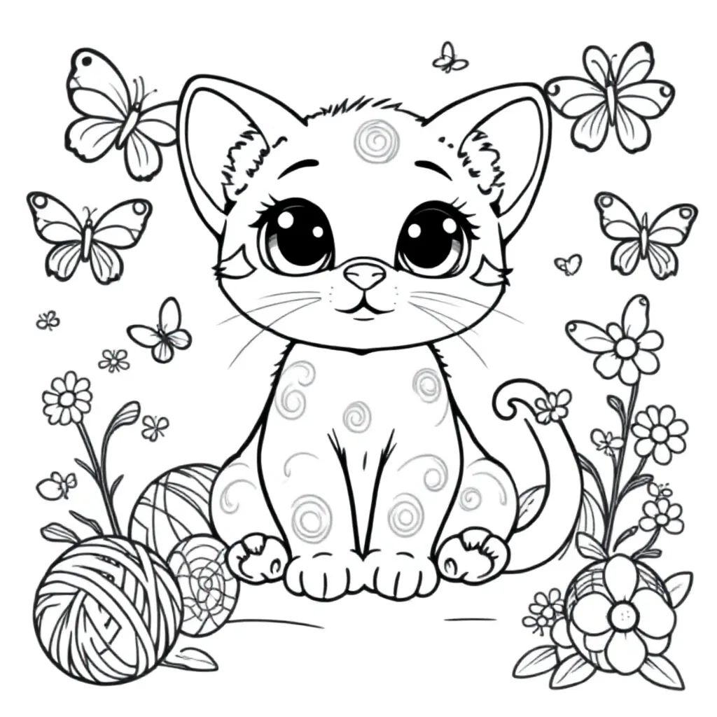 Feuille de coloriage Chaton gratuit Feuille de coloriage pour Enfants