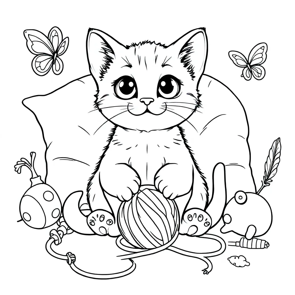 Feuille de coloriage Chaton gratuit Feuille de coloriage pour Enfants