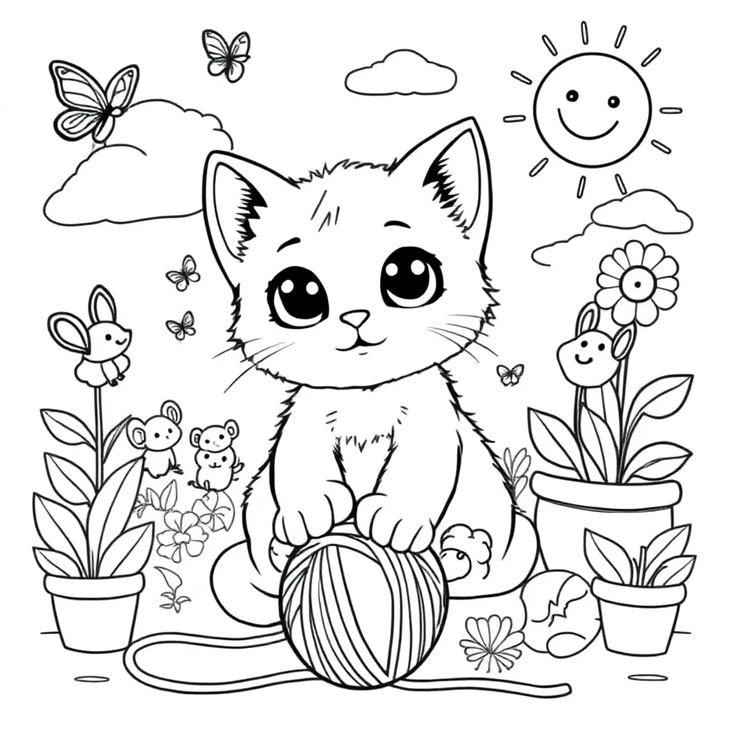 Feuille de coloriage gratuite Chaton Feuille de coloriage pour enfants