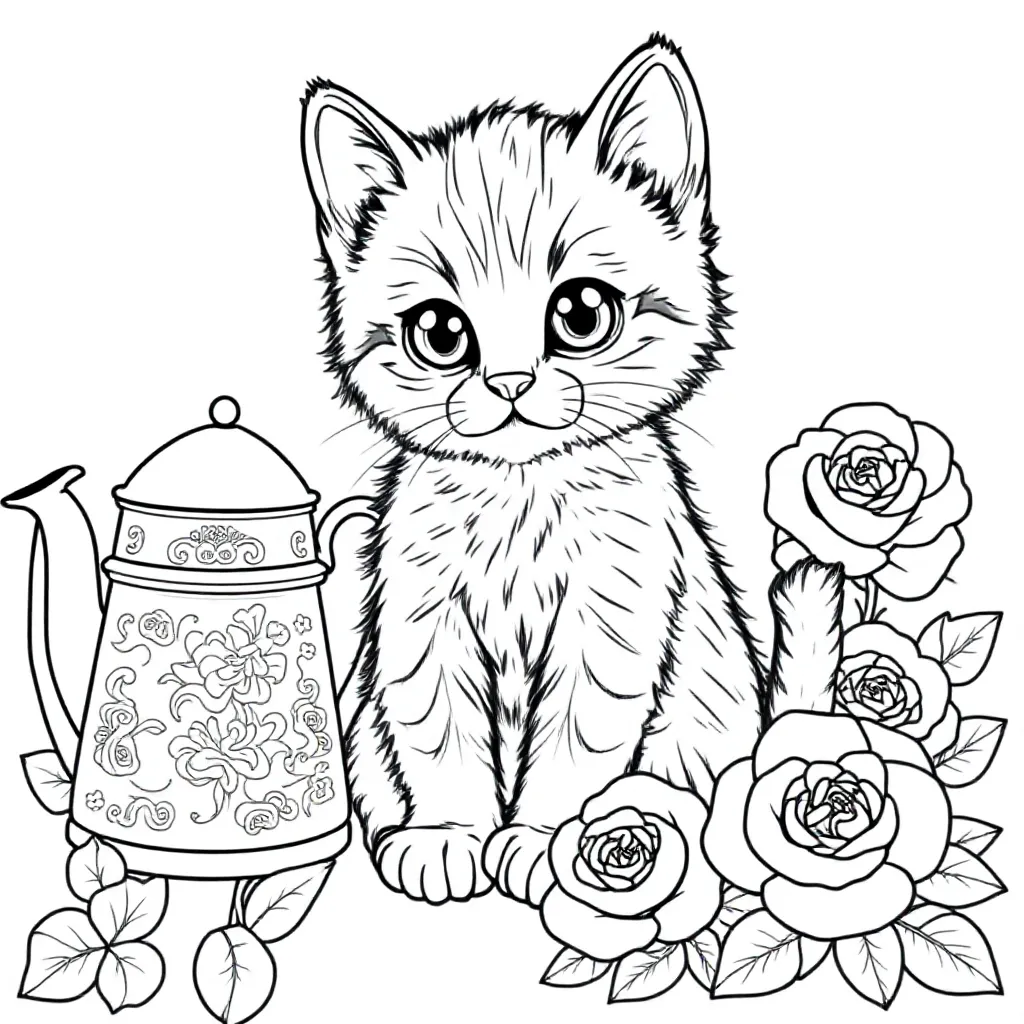 Feuille de coloriage Gratuite chaton coloriage Feuille de coloriage pour Enfants