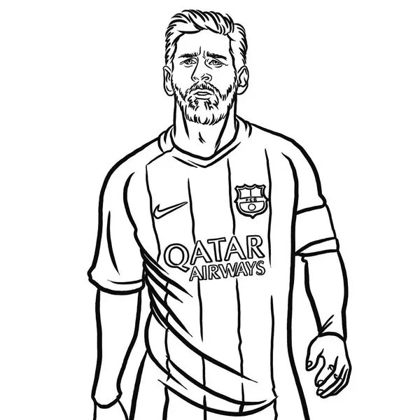 Lionel Messi in Barcelona Shirt coloring page for children