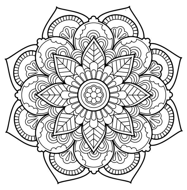 Feuille de coloriage Mandala fleurs pour adultes