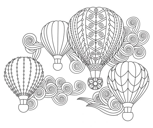 Plantilla de colorear Globos aerostáticos para adultos