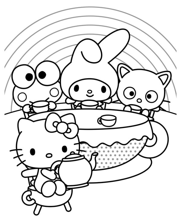 My Melody Sentada A La Mesa coloring page for children