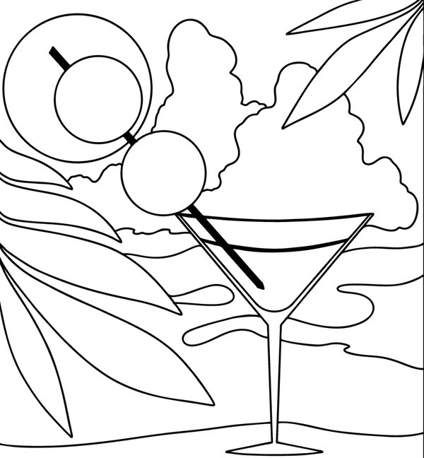 Cocktail Martini D Ete coloring page for children