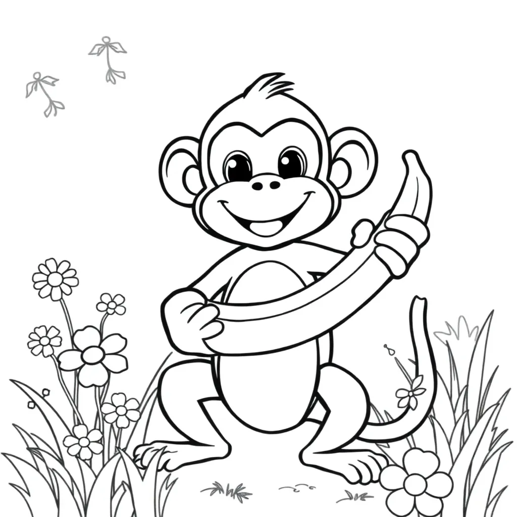 Aap Jungle Tropisch Dieren Cartoon coloring page for children