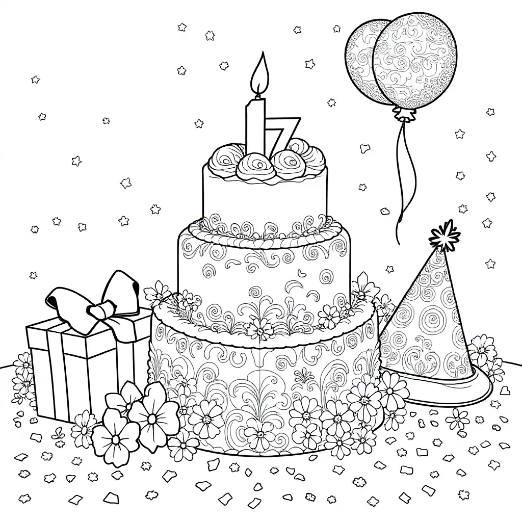 hoera 17 jaar coloring page for children