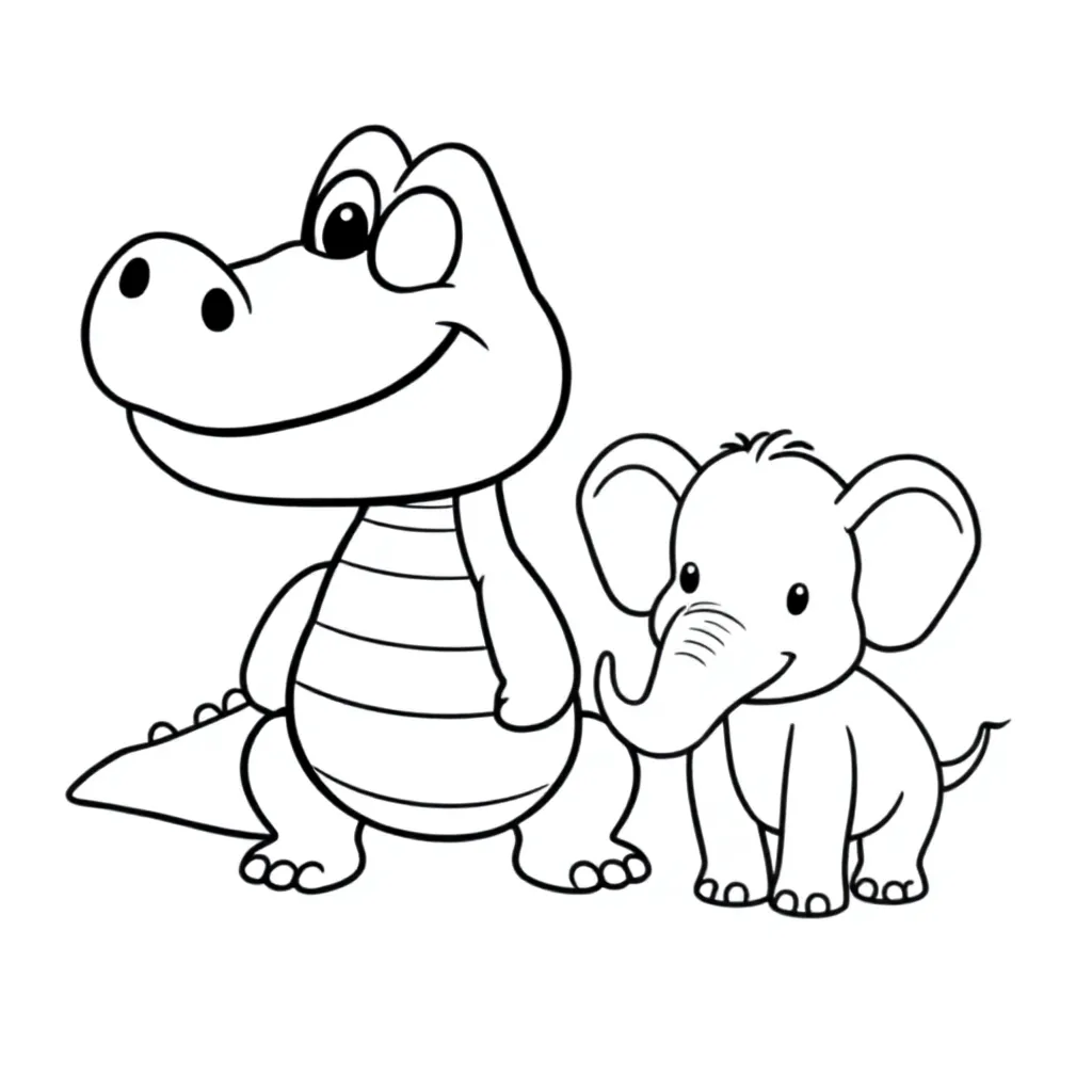 krokodil met olifantenstaar coloring page for children