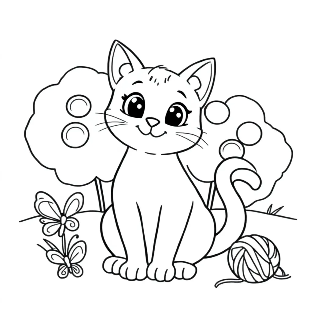 Schattige kat coloring page for children