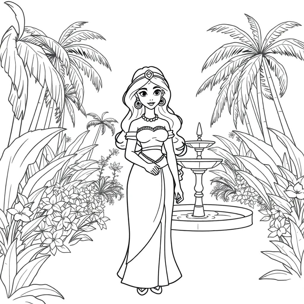Jasmine coloring page for children