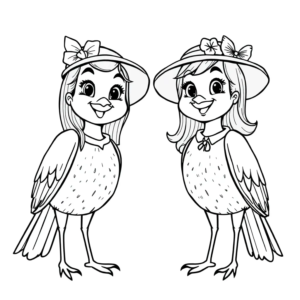 Plantilla de Coloreado Gratis Mujeres Curvy Alegres Moda para Niños