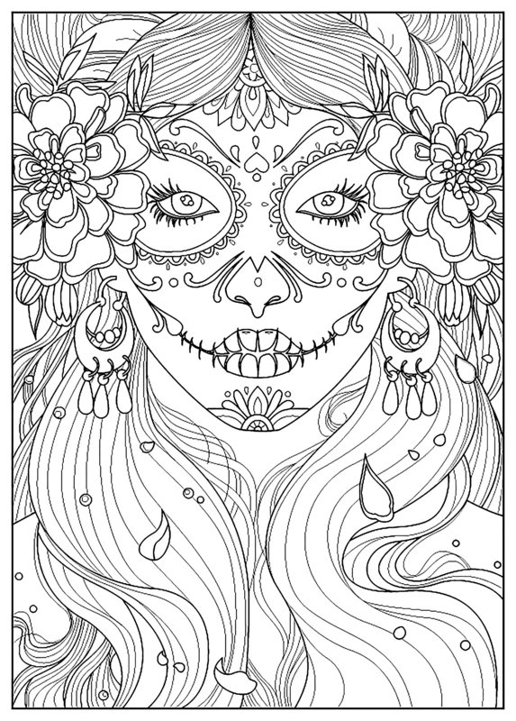 Adults Days Of The Dead coloring page for children