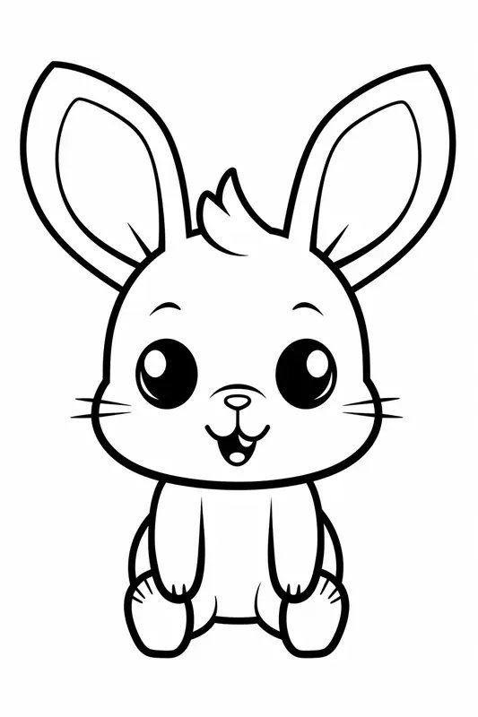 Feuille de coloriage Lapin mignon et petit aux grands yeux