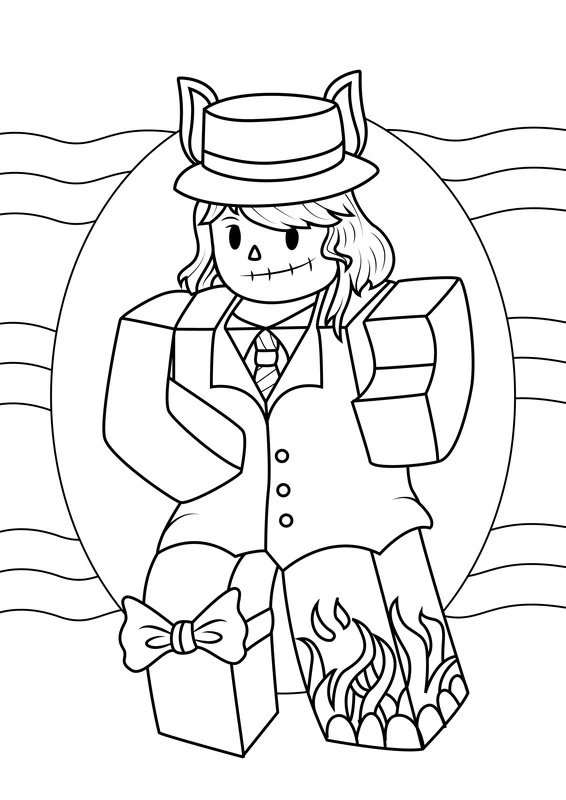 Roblox Character Flames coloring page for children