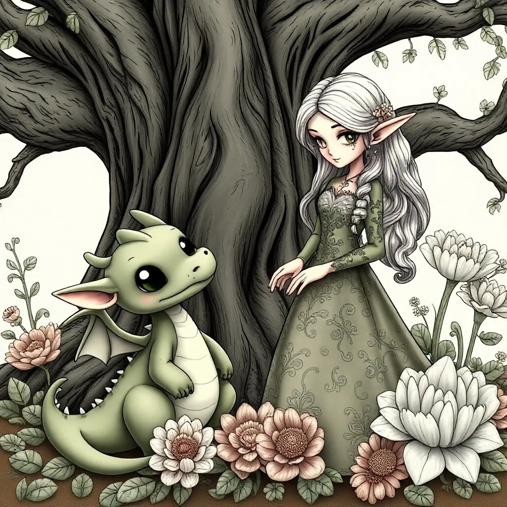 Plantilla de colorear Gratis plantilla de colorear dragón adorable y hada Anne Stokes Plantilla de colorear