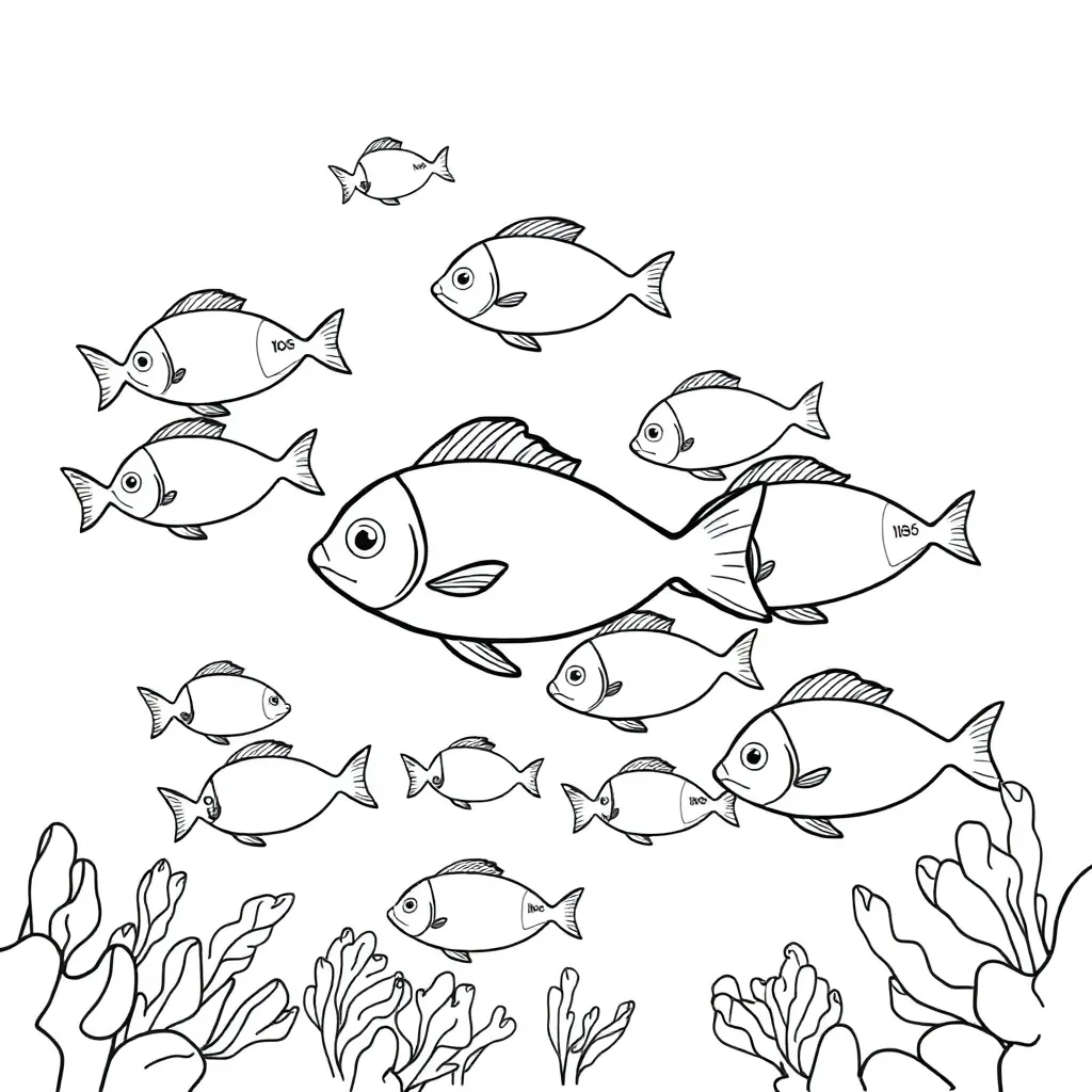 Kleurrijke Vissen In De Oceaan coloring page for children