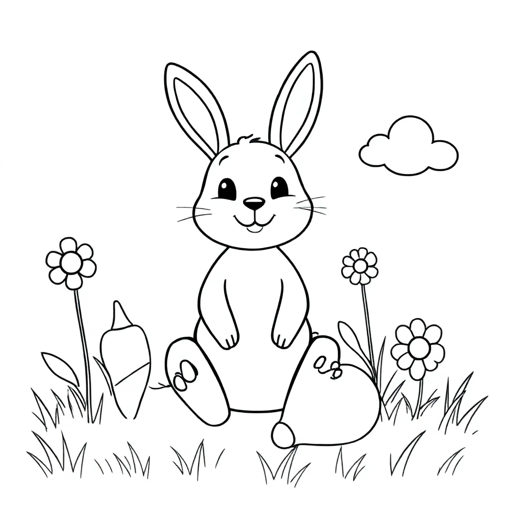 Konijn kleurplaat voor kinderen