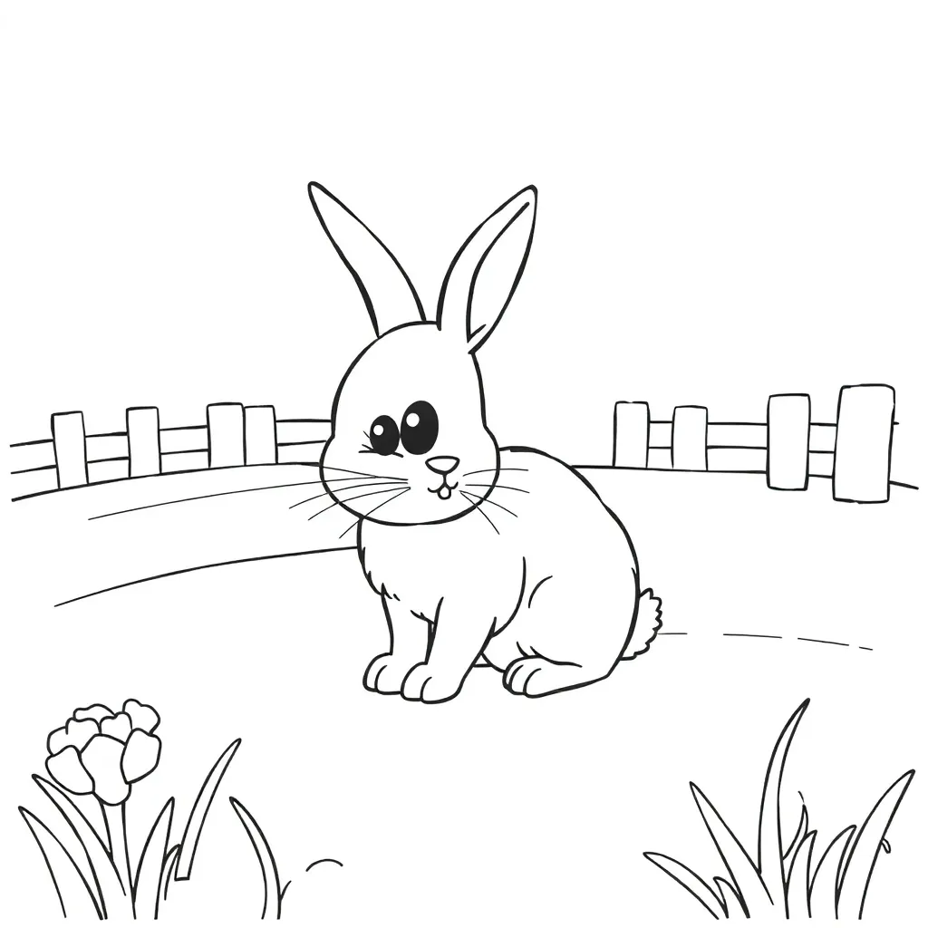 Feuille de coloriage gratuite Lapin Nature Adorable Ferme Coloration douce