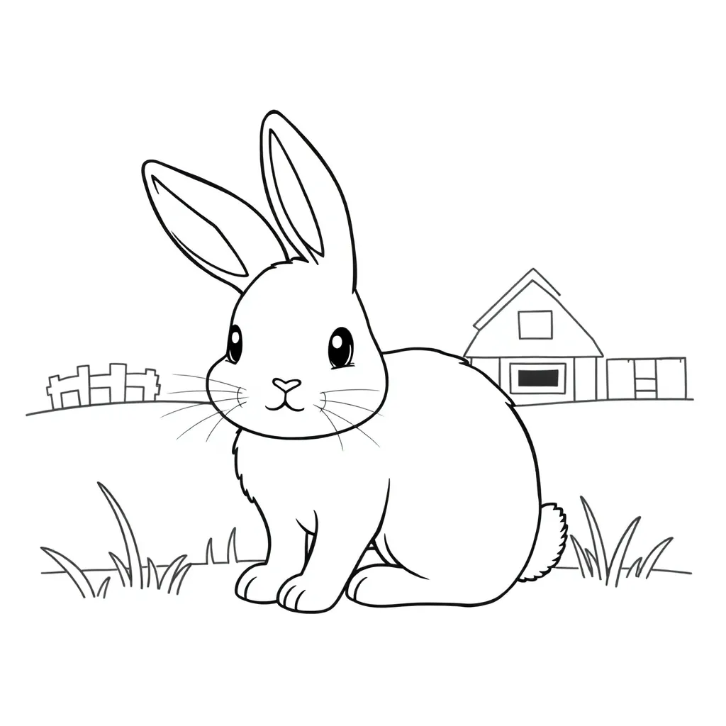 Feuille de coloriage gratuite Lapin Nature Adorable Ferme Coloration douce