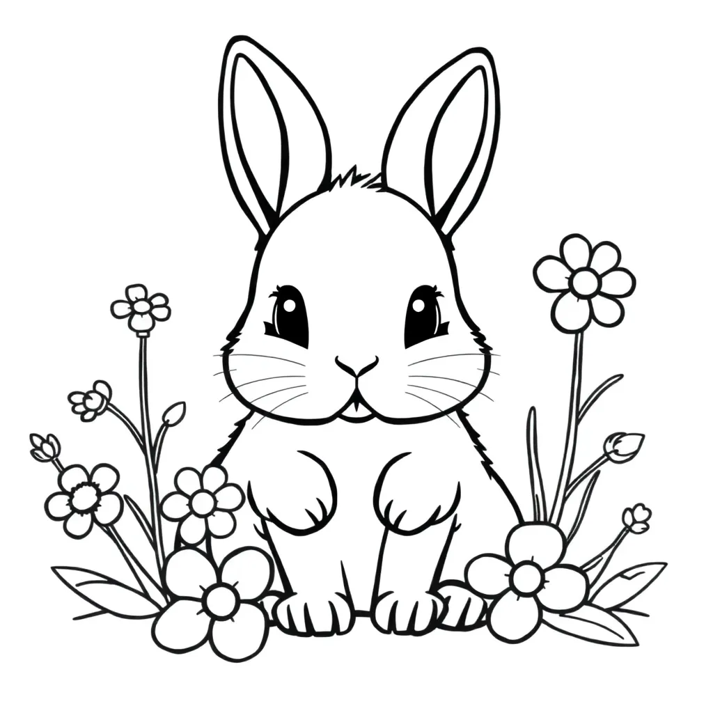 Feuille de coloriage gratuite Lapin Nature Adorable Ferme Coloration douce