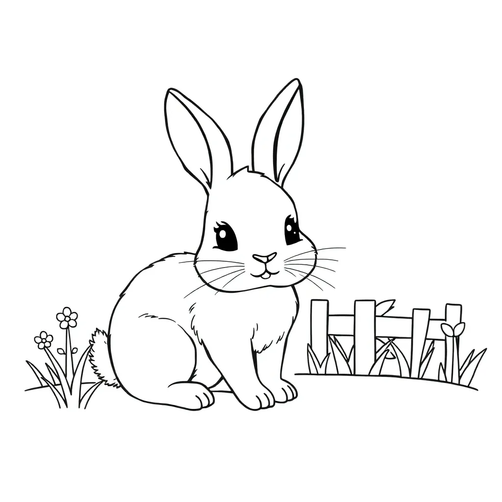 Feuille de coloriage gratuite Lapin Nature Adorable Animaux Forêt Feuille de coloriage pour Enfants