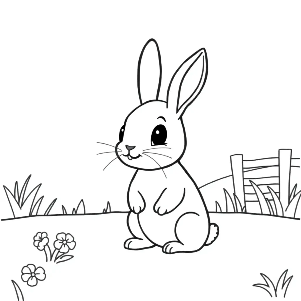 Feuille de coloriage gratuite Lapin Nature Adorable Doux Ferme Feuille de coloriage pour