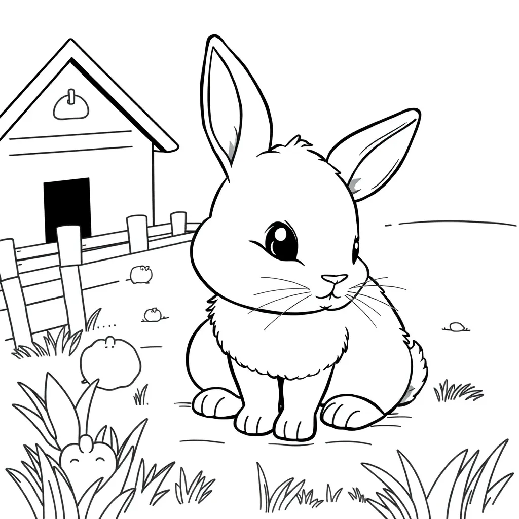 Feuille de coloriage gratuite Lapin Nature Adorable Doux Ferme Feuille de coloriage pour