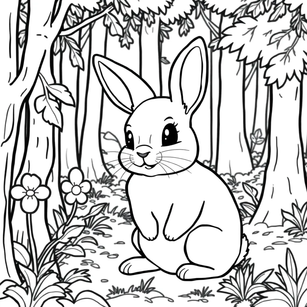 Feuille de coloriage gratuite Lapin Nature Adorable Doux Ferme Feuille de coloriage pour