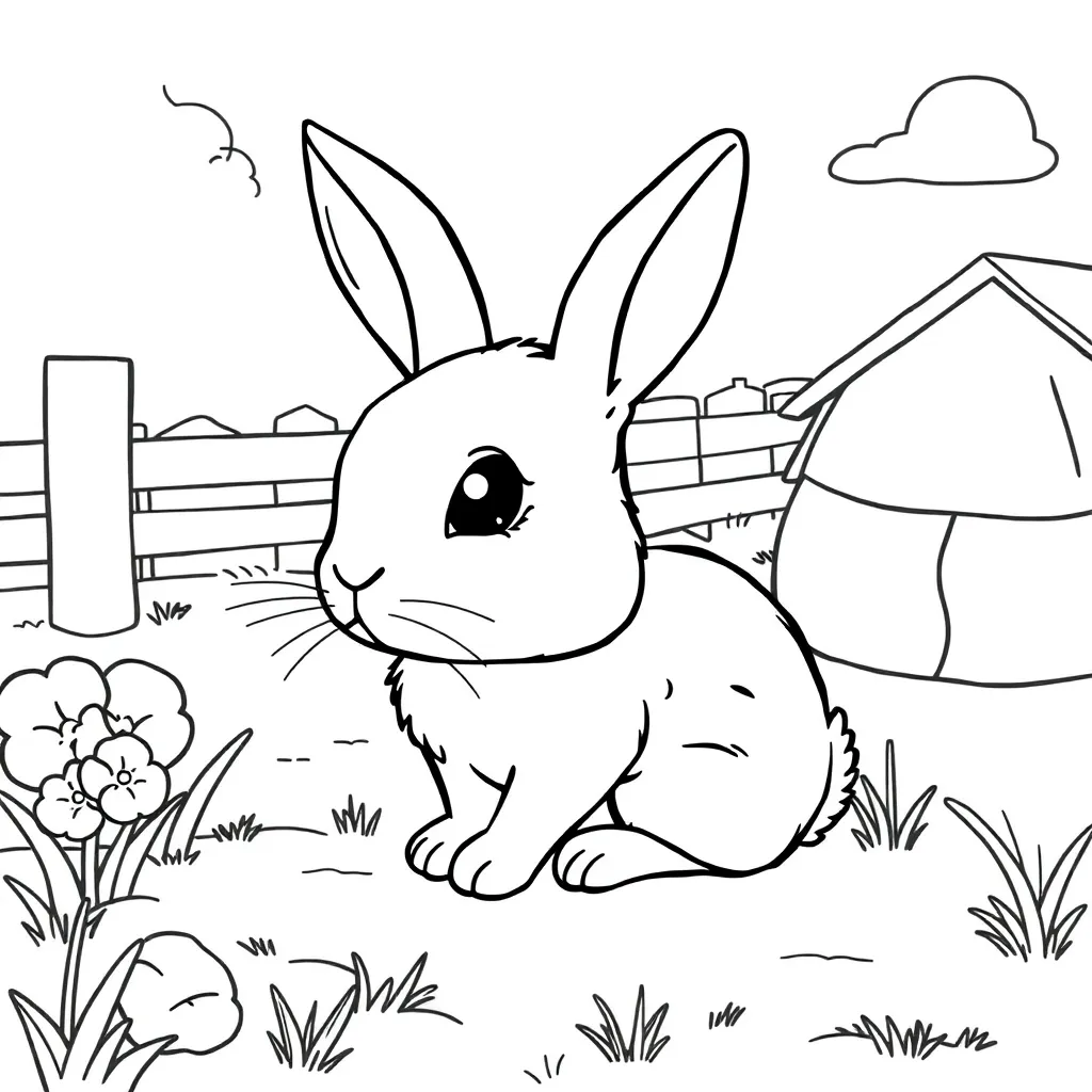Feuille de coloriage gratuite Lapin Nature Adorable Doux Ferme Feuille de coloriage pour