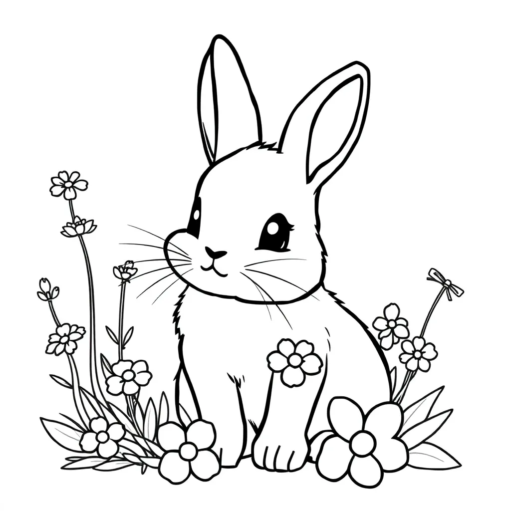 Feuille de coloriage gratuite Lapin Nature Adorable Doux Ferme Feuille de coloriage pour