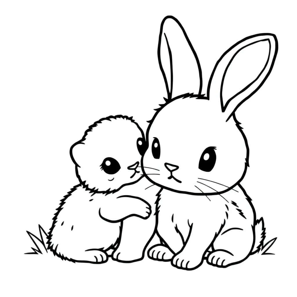 Feuille de coloriage gratuite Lapin Nature Adorable Doux Ferme Feuille de coloriage pour
