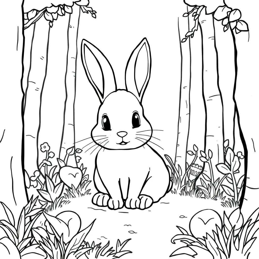 Feuille de coloriage gratuite Lapin Nature Adorable Doux Ferme Feuille de coloriage pour