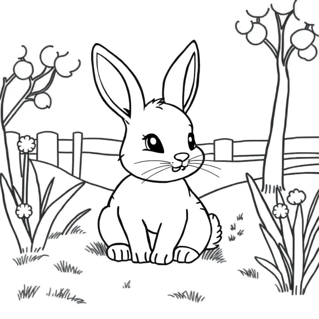 Feuille de coloriage gratuite Lapin Nature Adorable Doux Animaux Feuille de coloriage pour Enfants