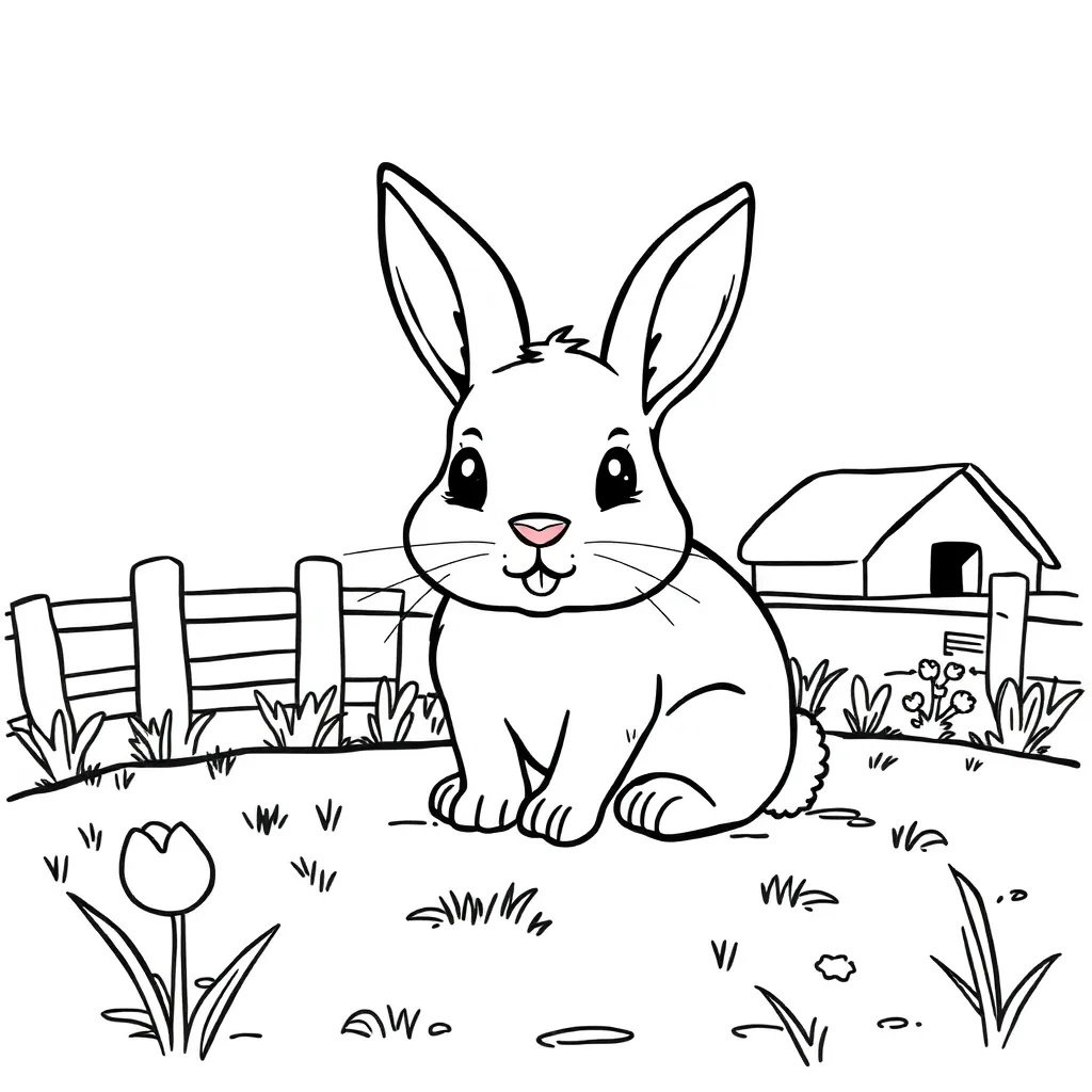 Feuille de coloriage gratuite Lapin Nature Douce Adorable Animaux Feuille de coloriage pour Enfants