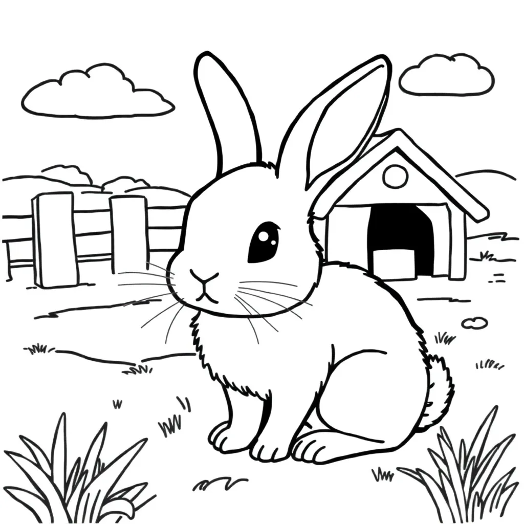 Feuille de coloriage gratuite Lapin mignon Nature Ferme Couleurs douces Feuille de coloriage pour