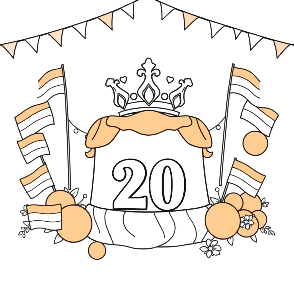 Koningsdag Oranje Vlag Nederland Feest coloring page for children