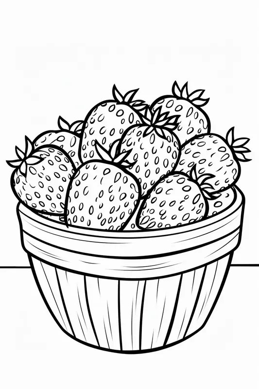 Korb voller Erdbeeren coloring page for children
