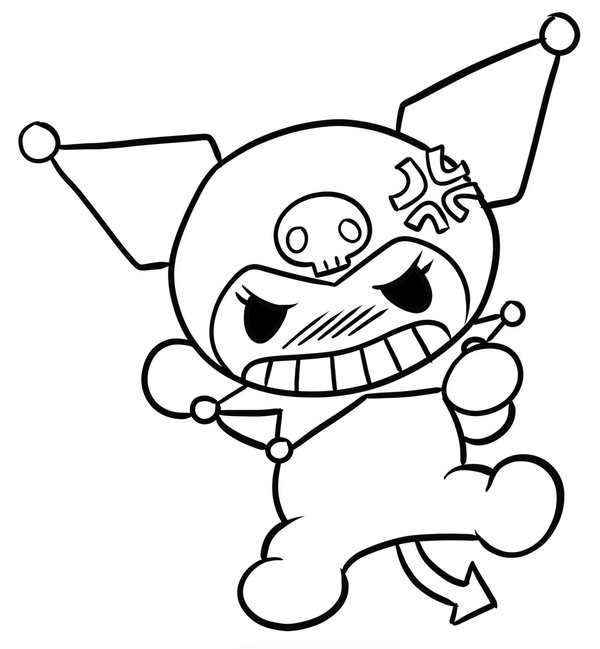Kuromi Angry coloring page for children