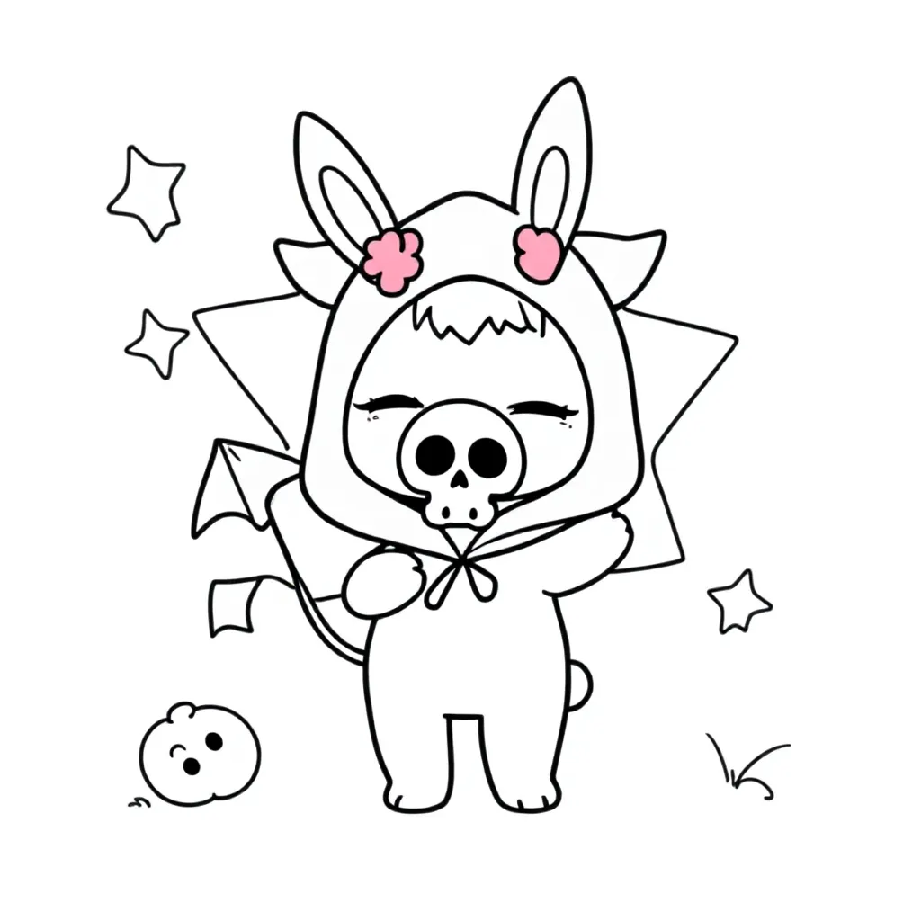 Feuille de coloriage gratuite Kuromi pour enfants