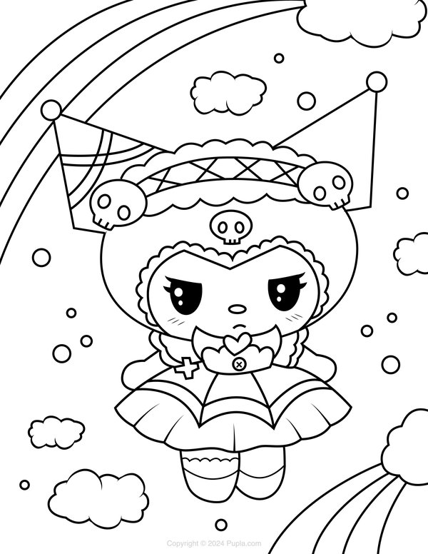 Kuromi Regenbogen coloring page for children