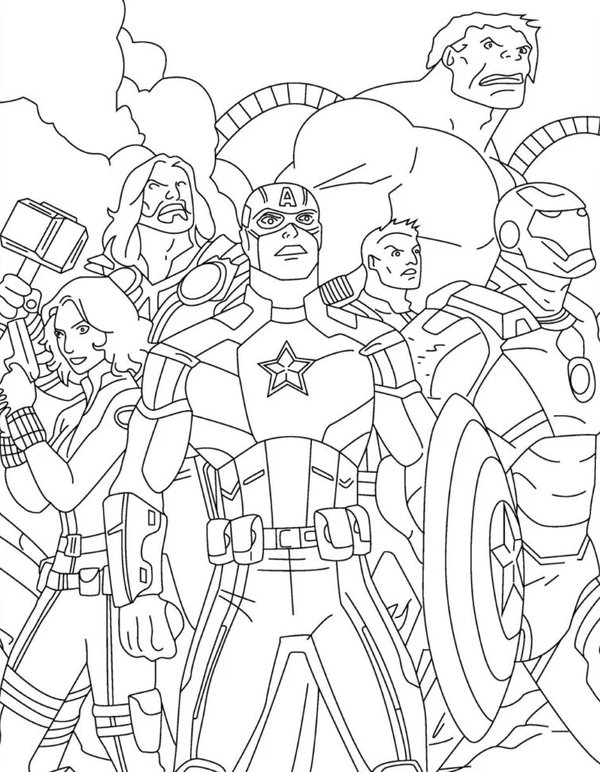 Feuille de coloriage L'équipe Avengers