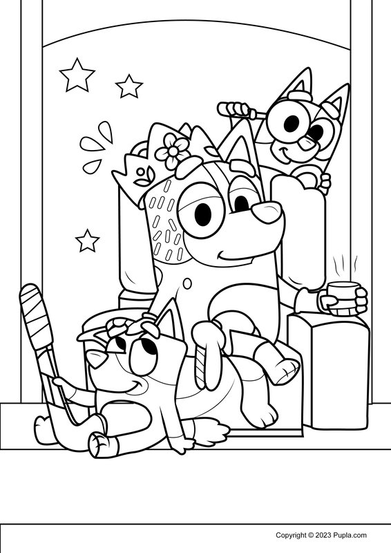 La Familia Bluey En Casa coloring page for children