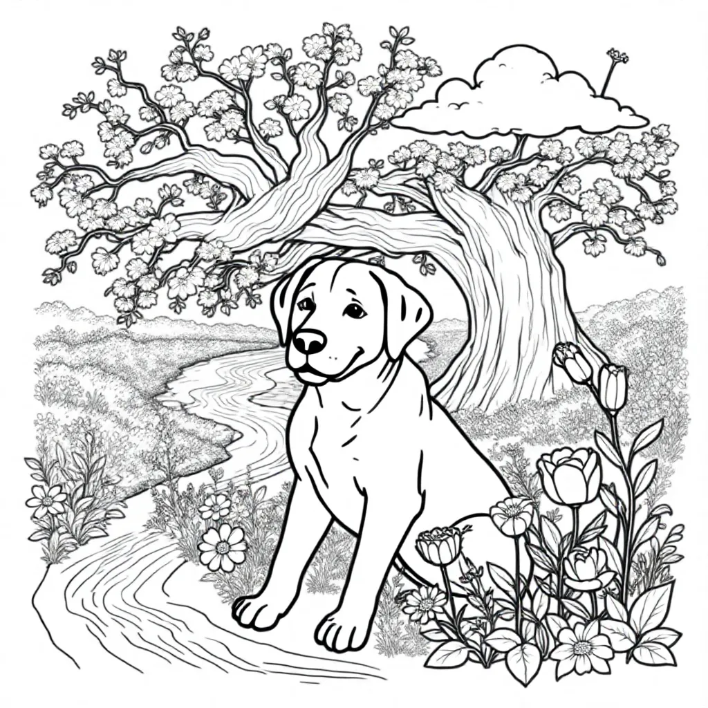 labrador hond kleurplaat voor kinderen