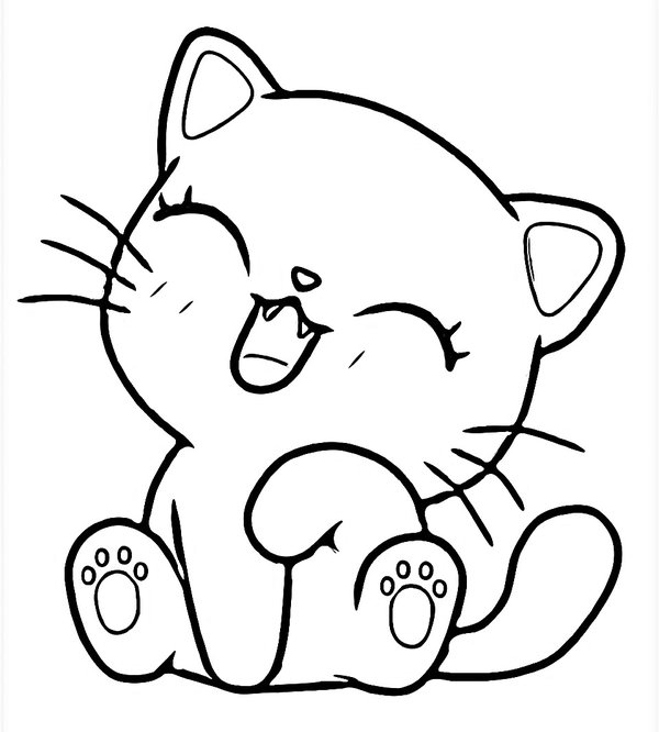 Laughing Sitting Kitten coloring page for children