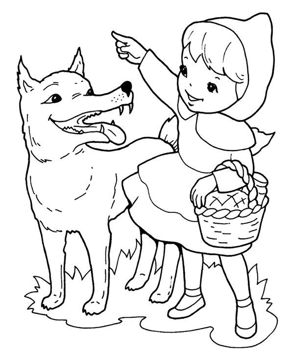 Le Petit Chaperon Rouge Et Le Loup coloring page for children