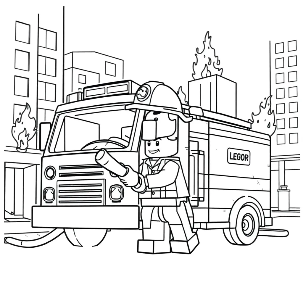 Lego Brandweer Stad Avontuur Redding coloring page for children