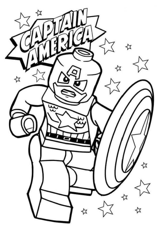 Lego Captain America coloring page for children