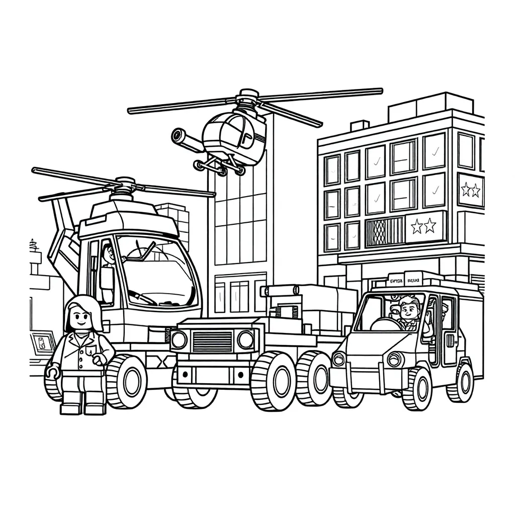 Lego City Voertuigen Stedelijk Avontuur Beroepen coloring page for children