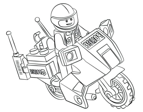 Lego Politie Motorfiets coloring page for children