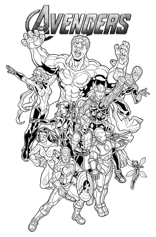 Les Avengers Ensemble coloring page for children